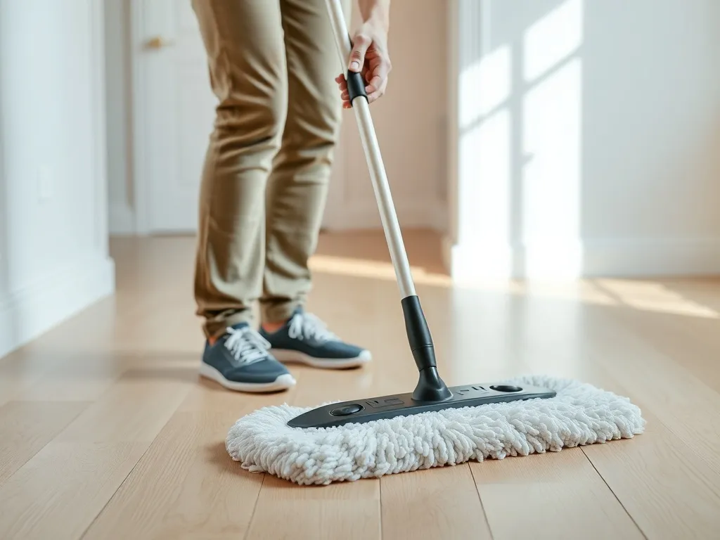 Professional cleaning of a light wood parquet floor with a h